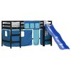 vidaXL Lit mezzanine enfants avec rideaux sans matelas bleu 80x200cm