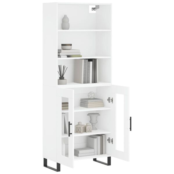 vidaXL Buffet haut Blanc 69,5x34x180 cm Bois d'ing&eacute;nierie