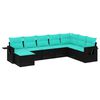 vidaXL Salon de jardin 8 pcs avec coussins noir r&eacute;sine tress&eacute;e
