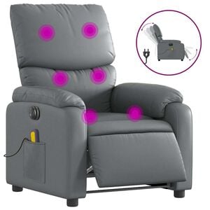 vidaXL Fauteuil de massage inclinable &eacute;lectrique gris similicuir