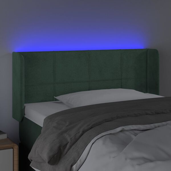 vidaXL T&ecirc;te de lit &agrave; LED Vert fonc&eacute; 103x16x78/88 cm Velours