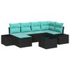 vidaXL Ensemble de canap&eacute; de jardin 6 pc Noir et turquoise polyrotin