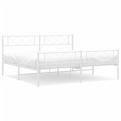 vidaXL Cadre de lit métal sans matelas et pied de lit blanc 183x213 cm