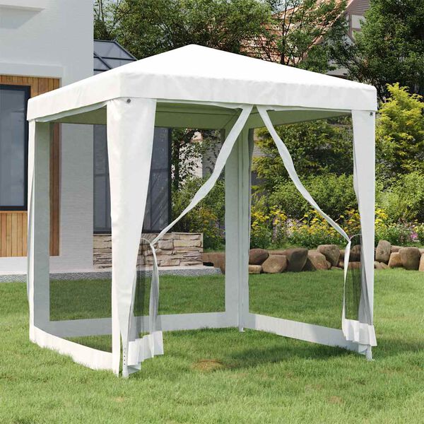 vidaXL Tente de r&eacute;ception avec 4 parois lat&eacute;rales en maille 2x2m Blanc