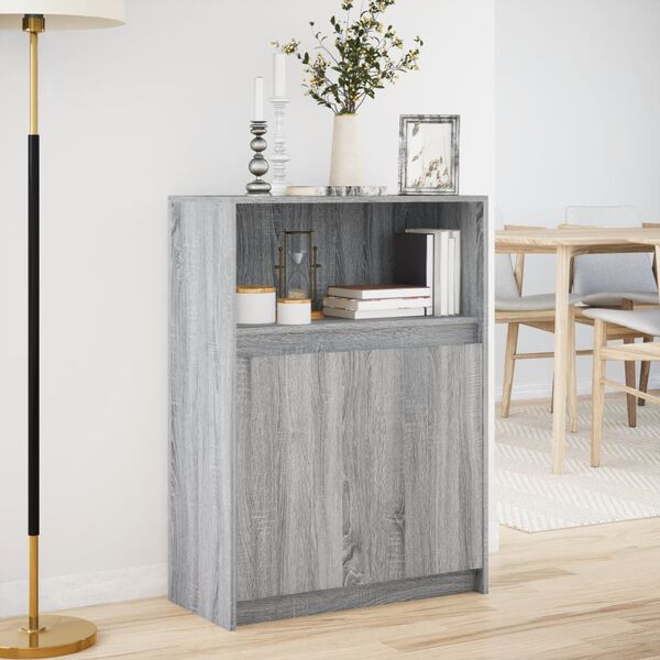 vidaXL Buffet avec LED sonoma gris 72x34x100 cm bois d'ing&eacute;nierie