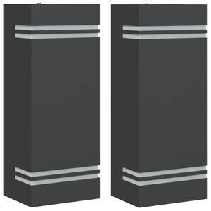 vidaXL Appliques murales d'ext&eacute;rieur 2 pcs noir acier inoxydable
