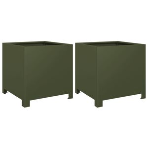 vidaXL Jardini&egrave;res 2 pcs vert olive 40x40x40 cm acier