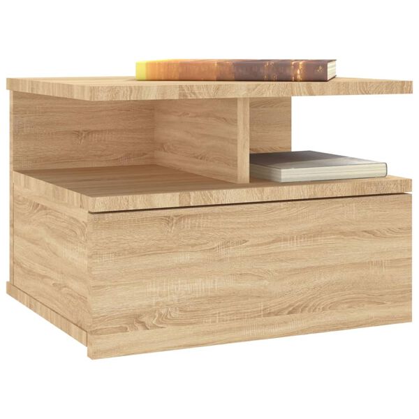 vidaXL Table de chevet flottante Ch&ecirc;ne sonoma Bois d'ing&eacute;nierie