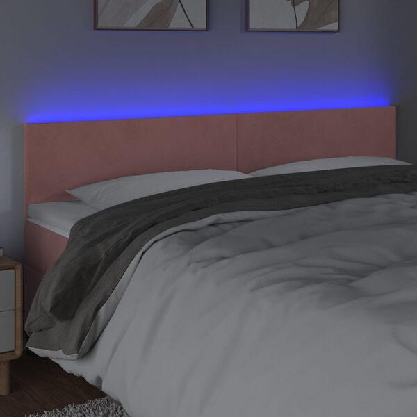 vidaXL T&ecirc;te de lit &agrave; LED Rose 200x5x78/88 cm Velours