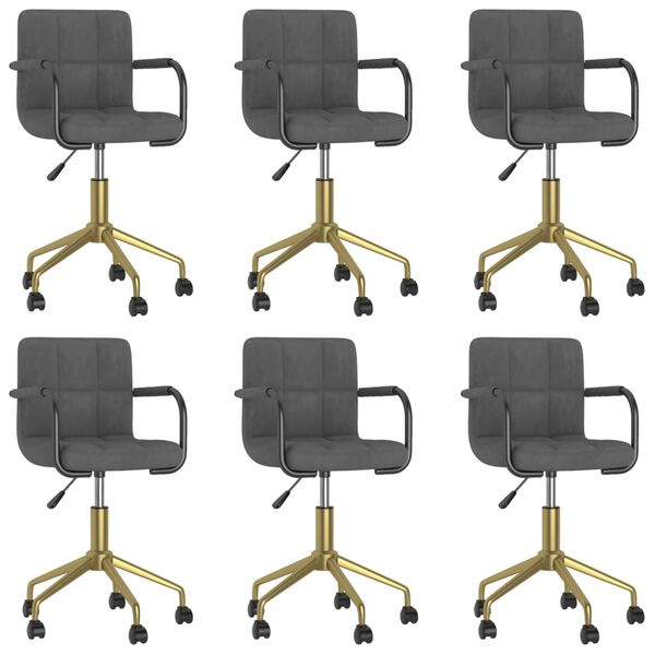 vidaXL Chaises pivotantes &agrave; manger lot de 6 gris fonc&eacute; velours