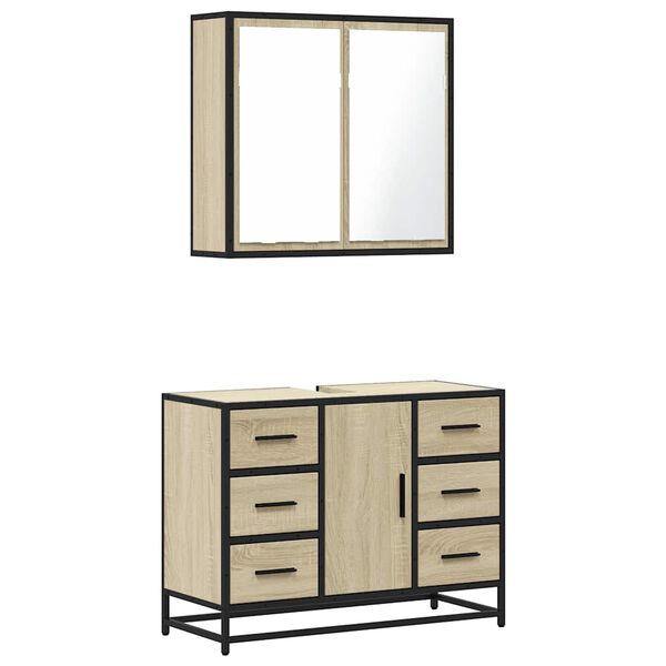 vidaXL Ensemble de meubles de salle de bain 2 pcs ch&ecirc;ne sonoma