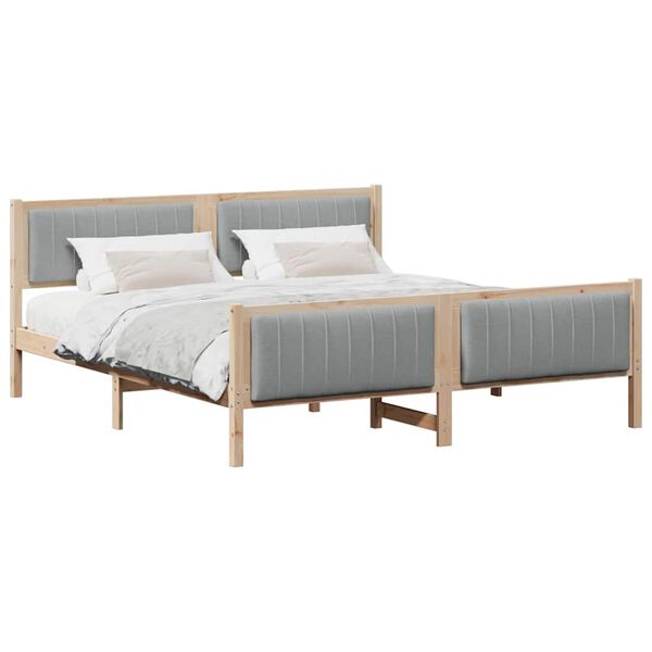 vidaXL Cadre de lit avec t&ecirc;te de lit Marron et gris clair 180 x 200 cm