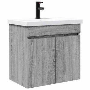 vidaXL Meuble de salle de bain avec robinet Sonoma gris