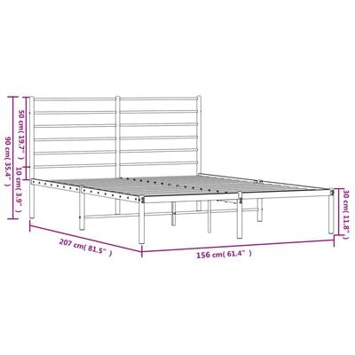 vidaXL Cadre de lit métal sans matelas et tête de lit blanc 150x200 cm