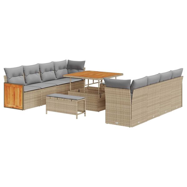 vidaXL Ensemble de canap&eacute; de jardin 12 pcs Beige et Gris clair