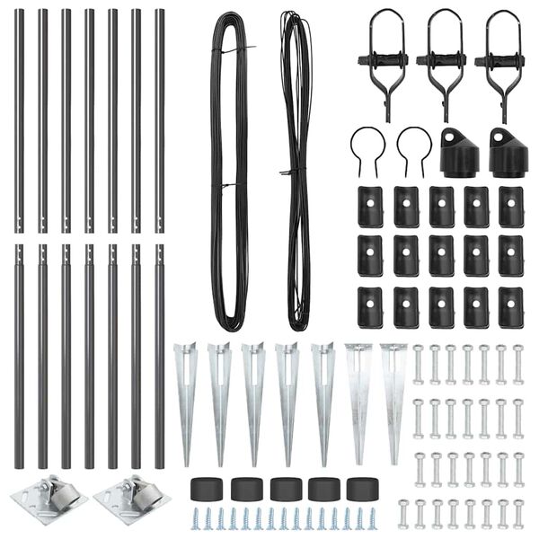 vidaXL Poteau de cl&ocirc;ture. 7 pcs Gris Acier