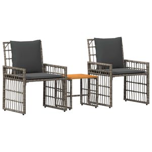 vidaXL Ensemble de meubles d'ext&eacute;rieur 3 pcs Noir et Gris fonc&eacute;