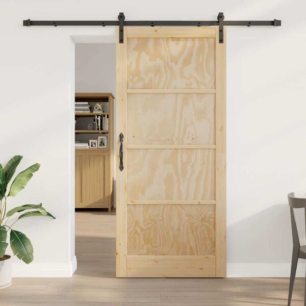 vidaXL Porte coulissante Marron 93 x 211 cm Pin massif