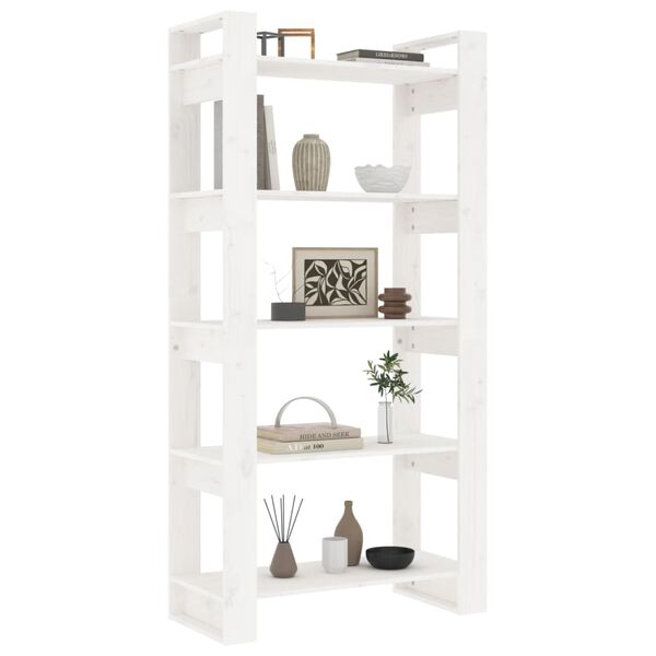 vidaXL Bibliothèque/Séparateur de pièce Blanc 80x35x160 cm Bois massif