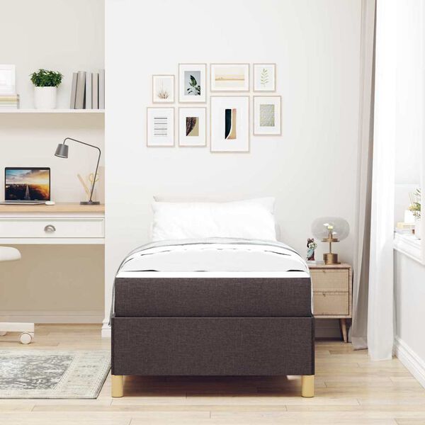 vidaXL Cadre de lit avec matelas Marron fonc&eacute; 90 x 200 cm tissu