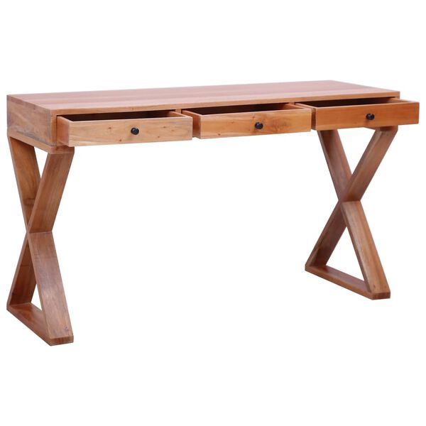 vidaXL Bureau d'ordinateur Naturel 115x47x77 cm Bois d'acajou massif