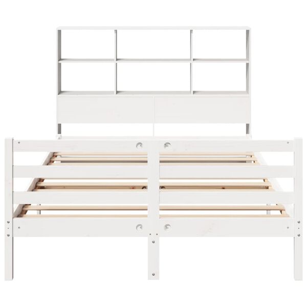 vidaXL Lit biblioth&egrave;que sans matelas blanc 120x190 cm bois pin massif