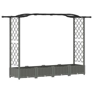 vidaXL Lit &Eacute;lev&eacute; avec Treillis et Toit Gris clair 207 x 40 x 123 cm PP