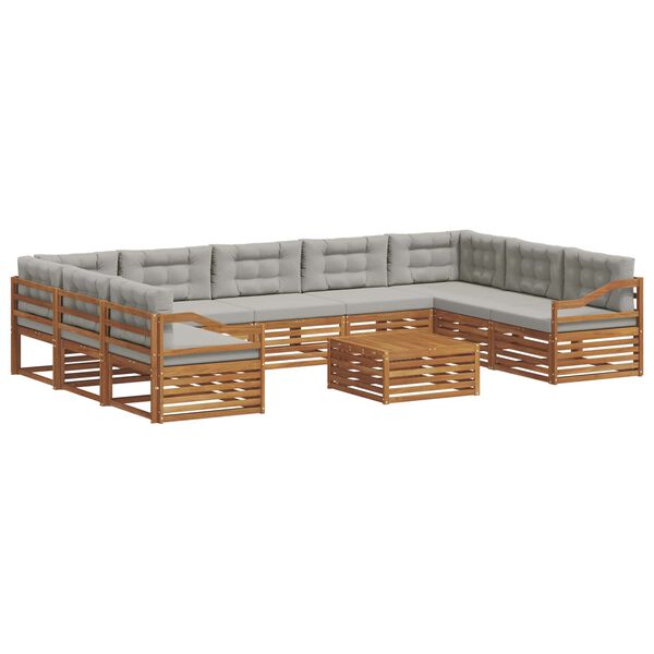 vidaXL Ensembles de canap&eacute;s avec coussin 10 pcs Gris Naturel et Clair