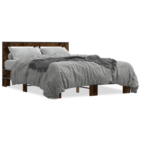 vidaXL Cadre de lit sans matelas ch&ecirc;ne fum&eacute; 120x200 cm