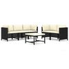 vidaXL Salon de jardin 6 pcs avec coussins R&eacute;sine tress&eacute;e Noir