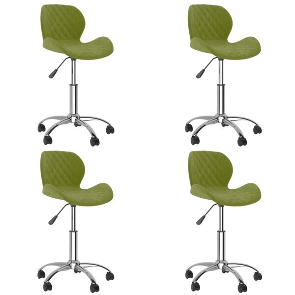 vidaXL Chaises pivotantes &agrave; manger lot de 4 Vert clair Velours