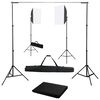 vidaXL Kit de studio photo avec bo&icirc;tes &agrave; lumi&egrave;re et toile de fond