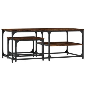 vidaXL Tables basses gigognes 2 pcs ch&ecirc;ne fum&eacute; bois d'ing&eacute;nierie