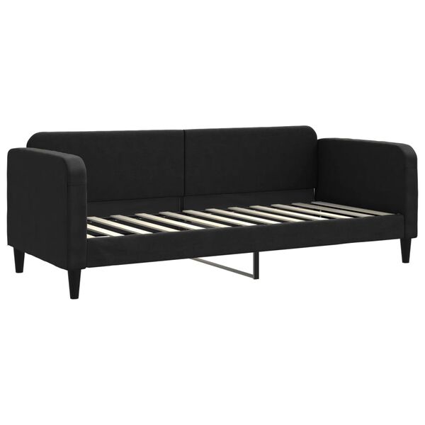 vidaXL Lit de jour avec gigogne et tiroirs noir 80x200 cm tissu