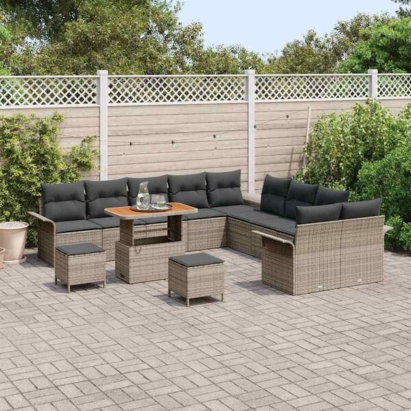 vidaXL Ensemble de canap&eacute; de jardin avec coussin 13 pcs Gris