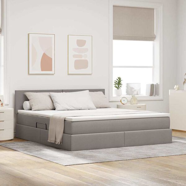 vidaXL Lit avec rangement et matelas avec matelas Taupe 180 x 200 cm