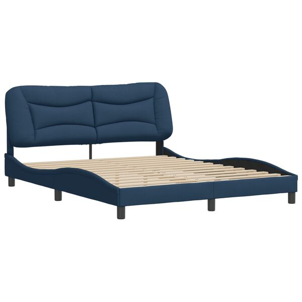 vidaXL Cadre de lit sans matelas Hvar bleu 160x200 cm tissu