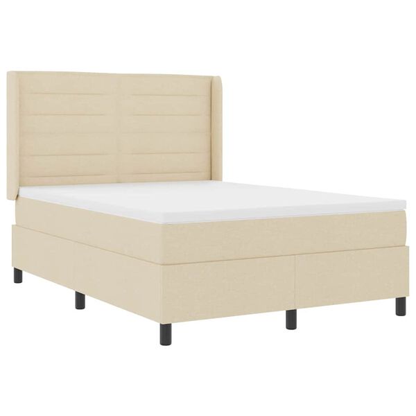 vidaXL Lit &agrave; ressort LED avec matelas Cr&egrave;me 160 x 200 cm tissu
