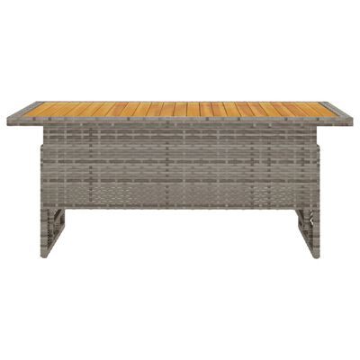 vidaXL Table de jardin gris 100x50x43/63 cm acacia et résine tressée