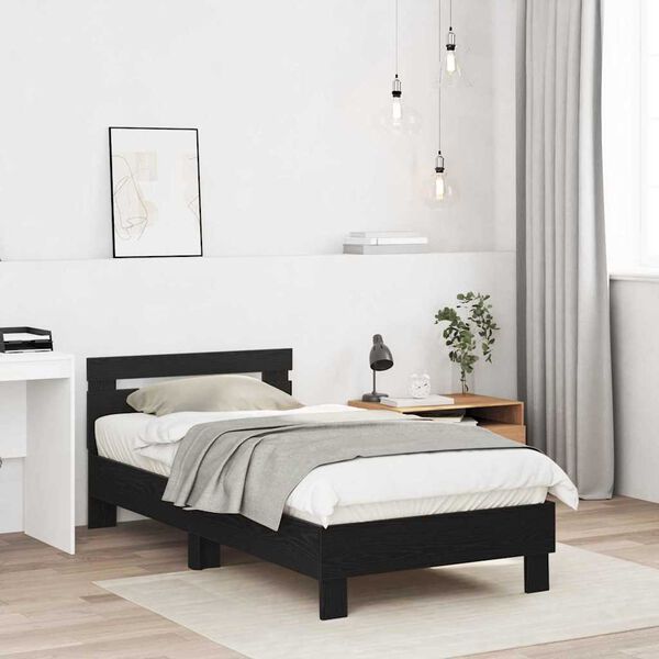 vidaXL Cadre de lit Ch&ecirc;ne noir 193 x 95 x 88 cm Bois d'ing&eacute;nierie