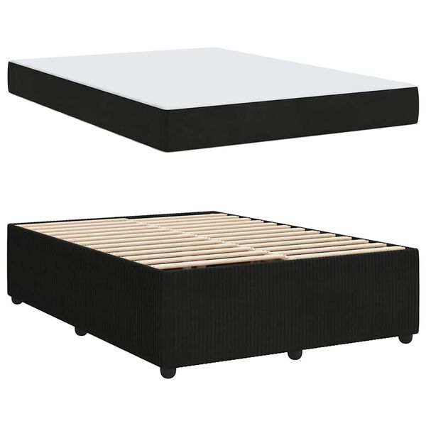 vidaXL Cadre de lit avec matelas Noir 160 x 200 cm tissu
