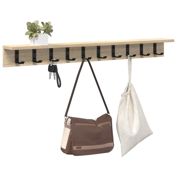 vidaXL Porte-manteau mural Ch&ecirc;ne Sonoma 100 x 10,5 x 10,5 cm