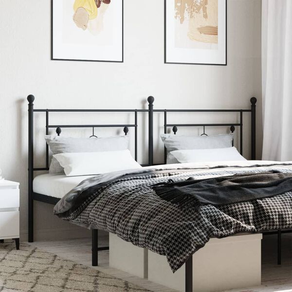vidaXL T&ecirc;te de lit m&eacute;tal noir 180 cm