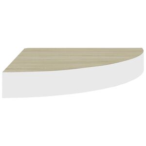 vidaXL &Eacute;tag&egrave;re d'angle murale Ch&ecirc;ne et blanc 35x35x3,8 cm MDF