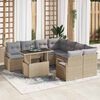 vidaXL Ensemble de canap&eacute; de jardin 9 pcs Beige Poly rotin