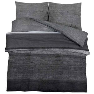 vidaXL Ensemble de housse de couette gris fonc&eacute; et noir 135x200 cm coton