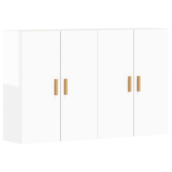 vidaXL Armoires murales 2 pcs blanc brillant bois d'ing&eacute;nierie