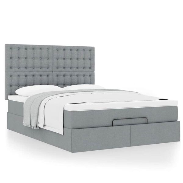 VidaXL Cadre de lit ottoman et matelas gris clair 140x200 cm tissu