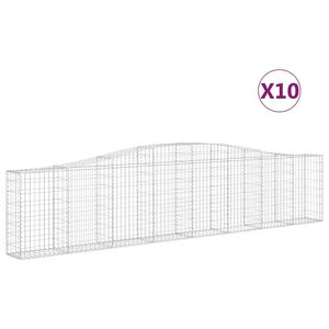 vidaXL Paniers &agrave; gabions arqu&eacute;s 10 pcs 400x30x80/100 cm Fer galvanis&eacute;