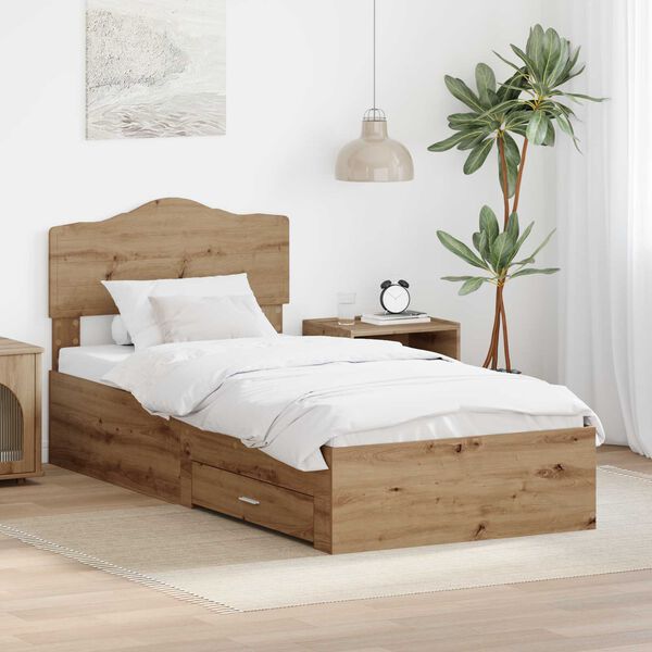 vidaXL Cadre de lit Ch&ecirc;ne artisanal 90 x 190 cm Bois d'ing&eacute;nierie